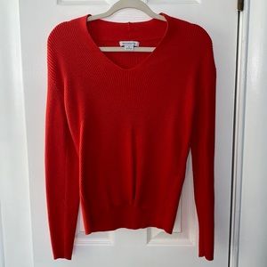 Liz Claiborne | Small 100% Cotton Long Sleeve Orange Ribbed Sweater